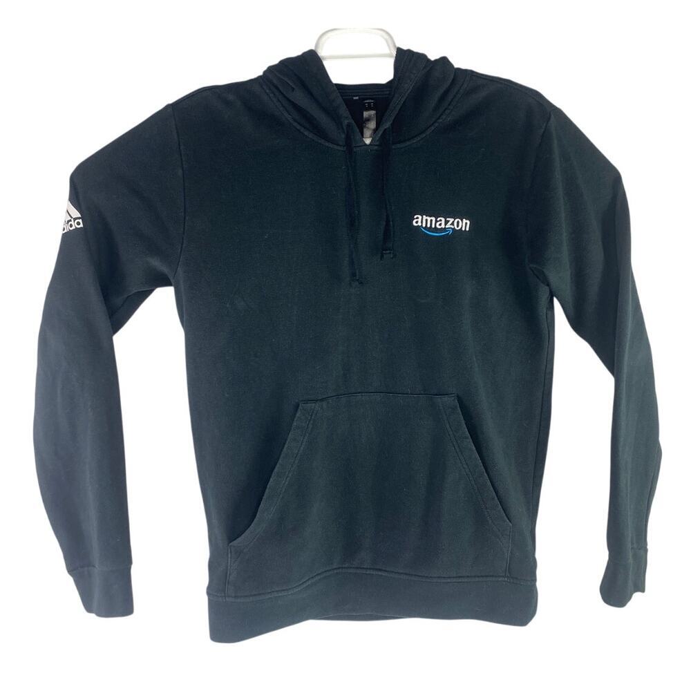 Adidas Amazon Long Sleeve Shirt Lightweight Black Hoodie Mens M Employee Uniform